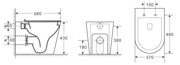 AQUORE TURÍN Inodoro Para Tanque Empotrado Tornado Blanco Brillo