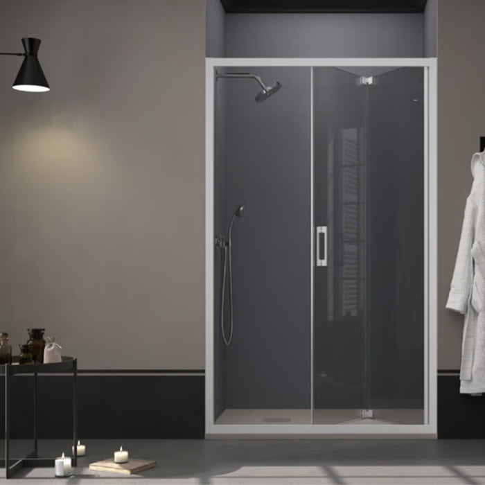 DOCCIA RIMINI Shower Screen 2 Foldable Leaves White Transparent