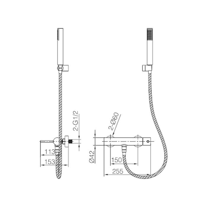 IMEX BTG053-4BGM GENOVA Thermostatic Bath/Shower Kit Black Gun Metal