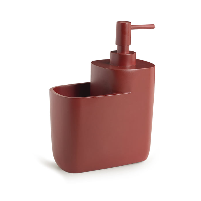 GEDY MA920600300 MACARON Dispensador de jabón de cocina con porta esponjas rojo mate