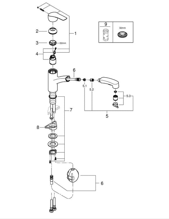 GROHE 24 168 DC1 ESSENCE Monomando de ducha 1/2" acero