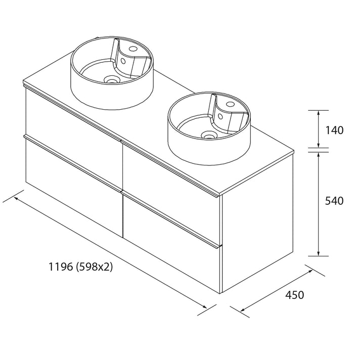 SALGAR NABUA Mueble de Baño con Lavabo y Encimera 120 cm Roble