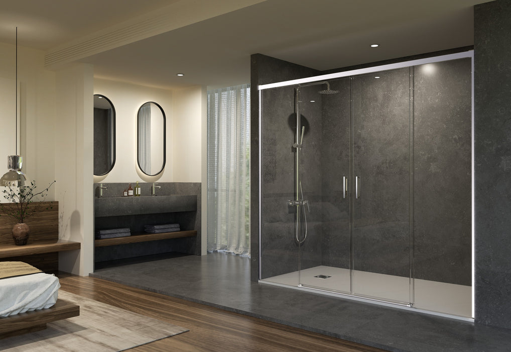 SB_X STYLO Mampara Frontal Ducha 2F+2C Cromo Transparente