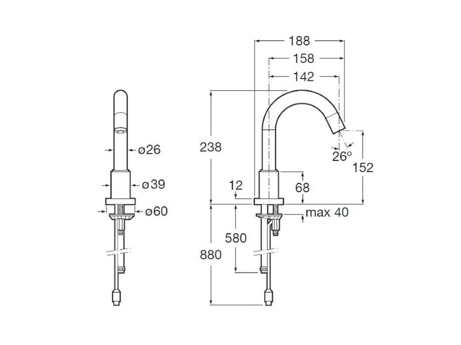 ROCA A5A3343C00 LOFT Grifo Electrónico Lavabo Agua Premezclada con Sensor Integrado En El Caño Cromo