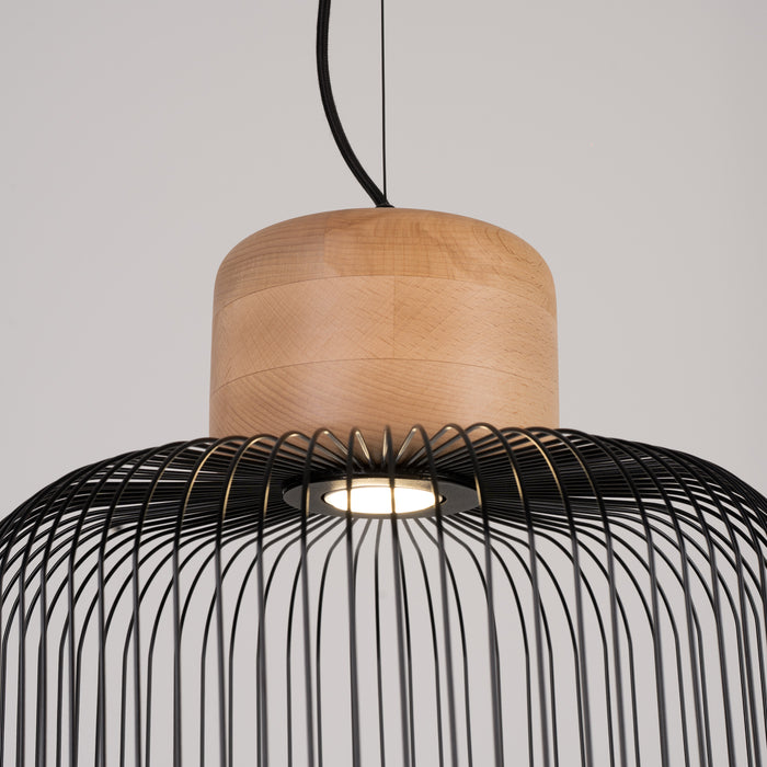 SOLLUX SL.1847 Lámpara colgante GABBIA 35 negro/madera natural