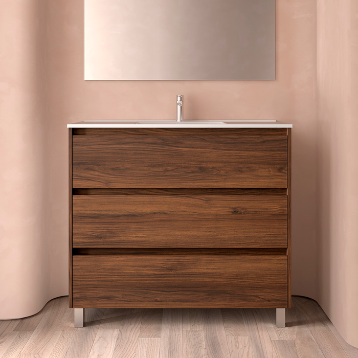 SALGAR NOJA Mueble de Baño con Lavabo 3 Cajones Color Nogal Maya