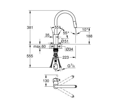 GROHE 31 481 001 EUROSMART COSMOPOLITAN Monomando Fregadero 5 a 7 Días Grohe 