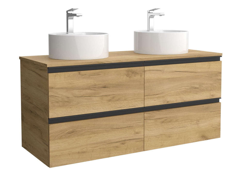 SALGAR 115956 BEQUIA METAL Mueble de Baño 2 pozas Porcelana 120cm Roble