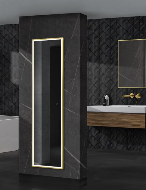 LEDIMEX NEWY021/160OC NEW YORK Square LED Mirror Front Light Brushed Gold 160x40 cm