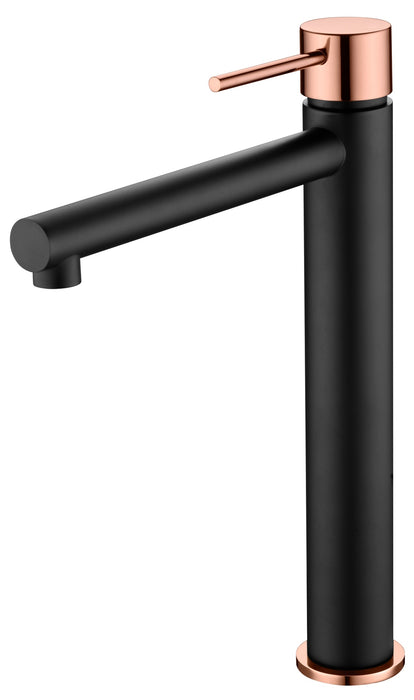 IMEX BDYS045-3NOR MILOS STICK Grifo de Lavabo Alto Negro Oro Rosa