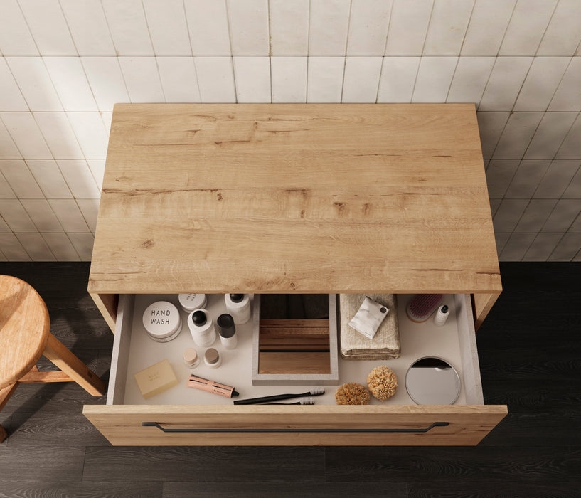 BATHME LENNOX TAP Bathroom Cabinet without Sink with Ostippo Oak Countertop