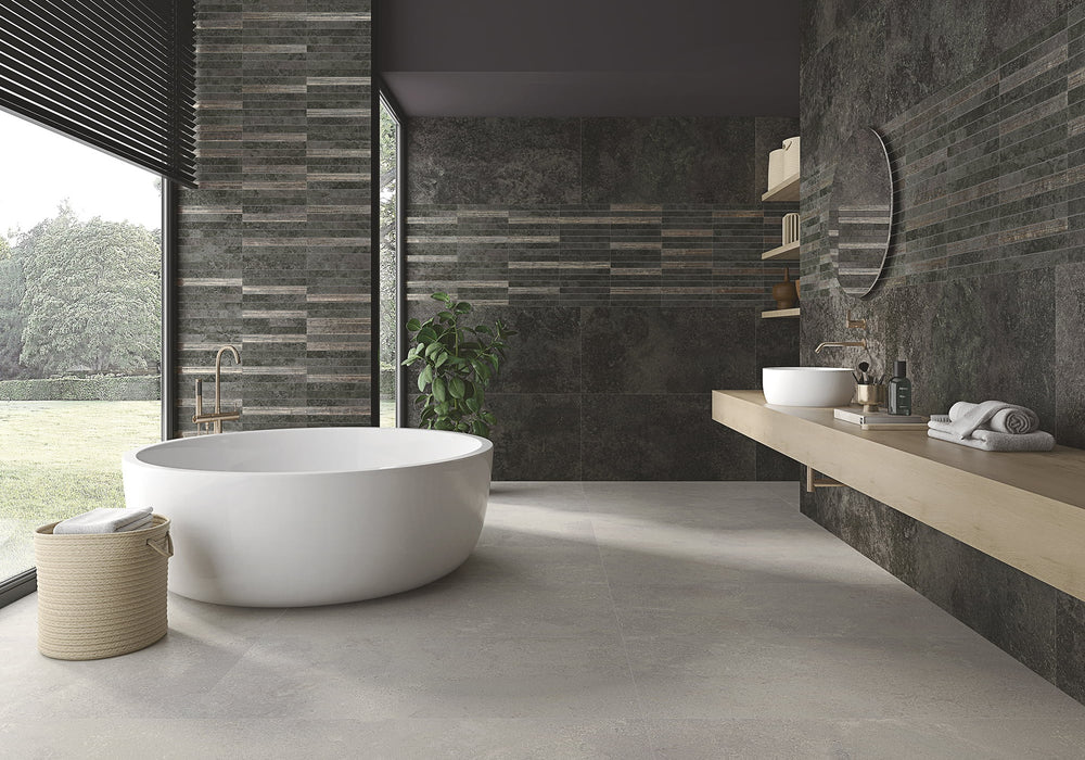 LA PLATERA BRICK STONE BLACK-D 35x35 Azulejo Pasta Blanca