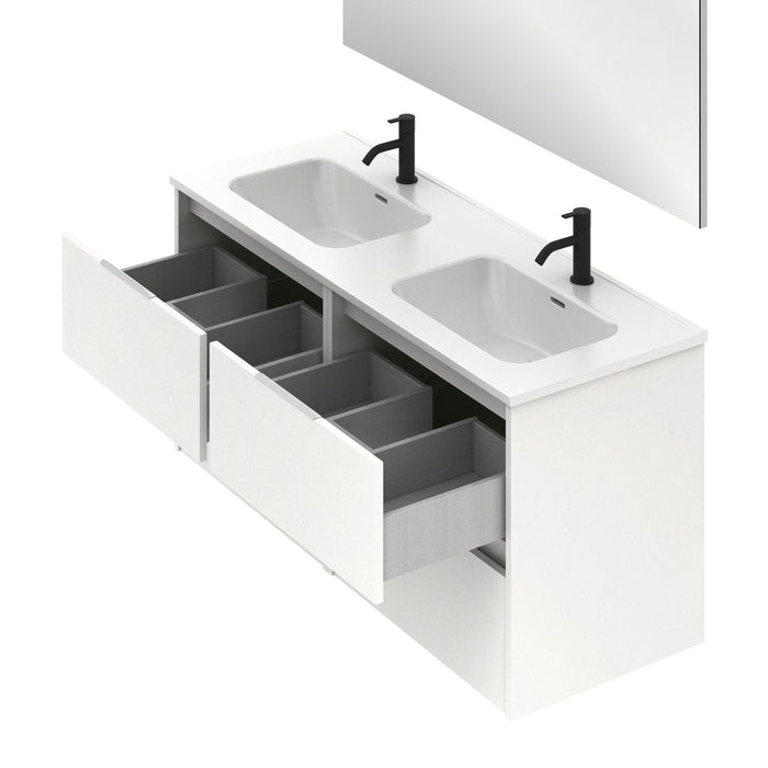 AMIZUVA C0073818 SUKI Bathroom Furniture with Sink 4 Drawers 120 cm White Gloss