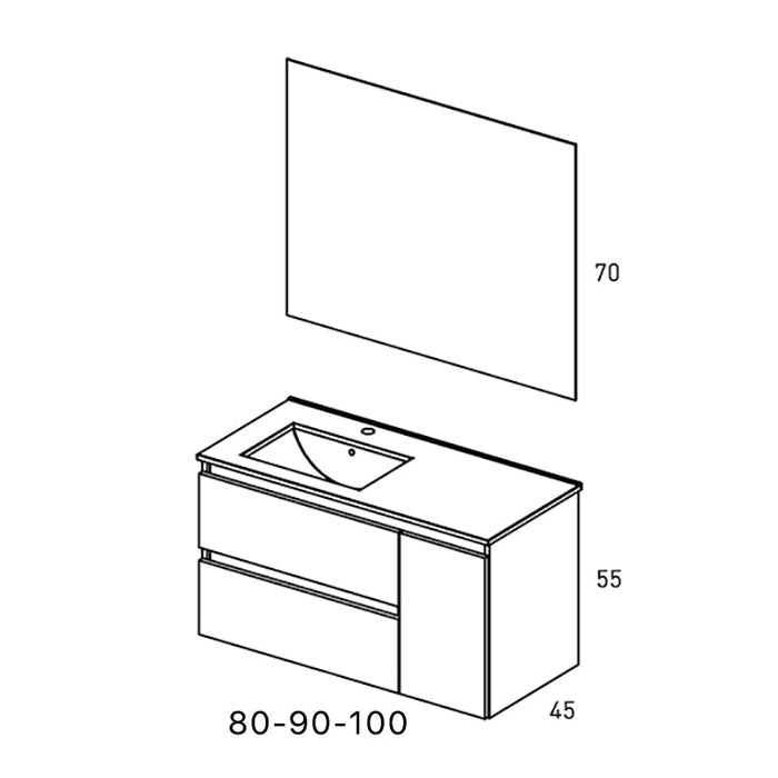 VISOBATH BOX Conjunto Mueble de Baño Izquierda 2C+1P Suspendido Abedul