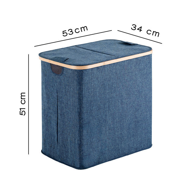 GEDY 13380500300 YOSHI Laundry Basket 87 Liters Blue-Natural