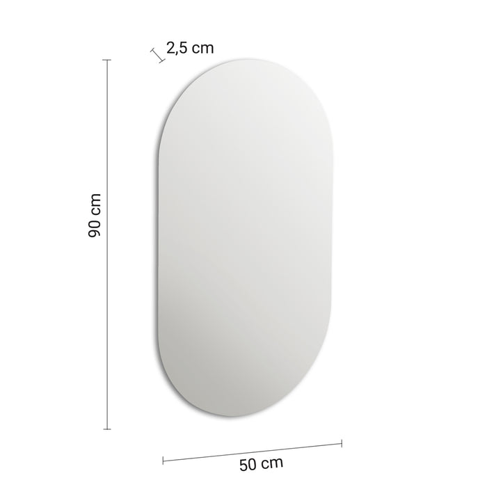 GEDY 34000000000 ANTHONY Espejo reversible ovalado de pared con LED 50x90 cm canto pulido