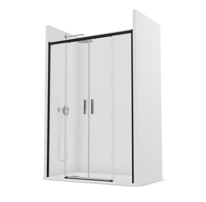 PROFILTEK SA-325 SALMA 2 hojas correderas+2 hojas fijas. 6 MM Negro Transparente