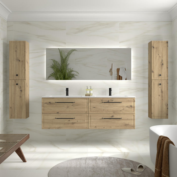 SALGAR 121807 RUNA Mueble de Baño 2 pozas Solid Surface 160cm Roble