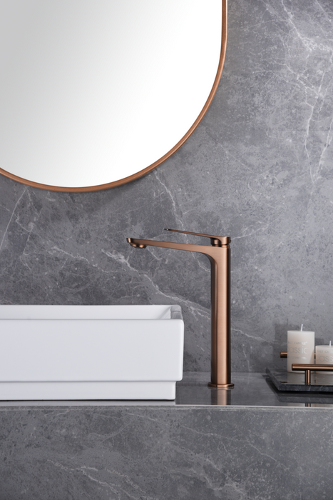 IMEX BDN047-3ORC NÁPOLES Monomando Lavabo Alto Oro Rosa Cepillado