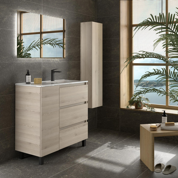 SALGAR 117498 BEQUIA PLUS Mueble de Baño 1 poza Porcelana 110cm Natural