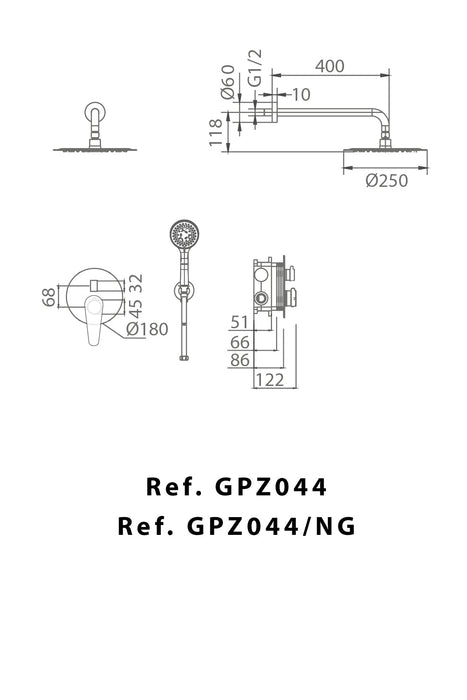 IMEX GPZ044/NG BELGIUM Matte Black Built-in Single-lever Shower Set