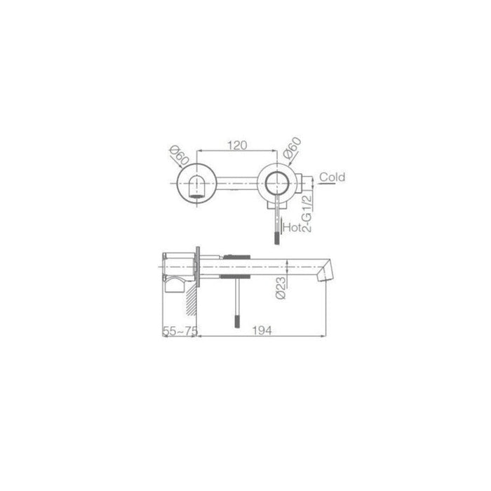 IMEX GLD038 LINE Grifo de Lavabo Empotrado Cromo