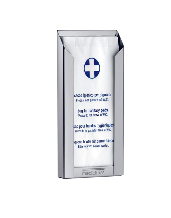 MEDICLINICS DBH100CS Dispensador de Bolsas Higiénicas AISI 304 Satinado para Adosar a la Pared