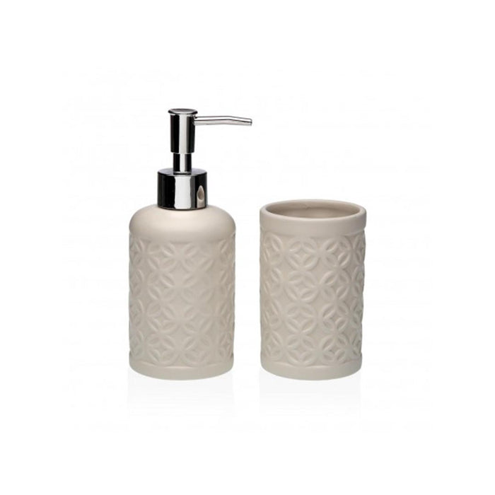 ARCOBAÑ FCTOLEDOBEI  Set Dosificador + Vaso Toledo Blanco Beige