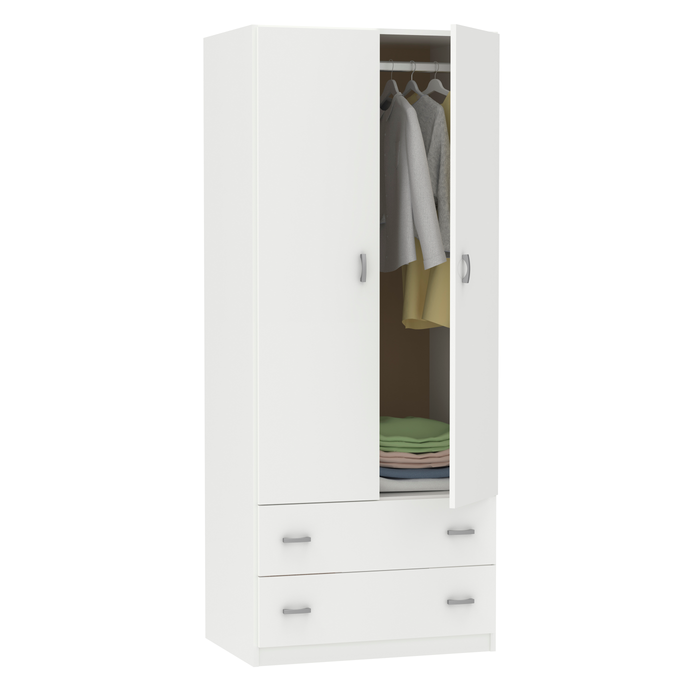 PITARCH FURNITURE Wardrobe 2 Doors 2 Drawers High Gloss White