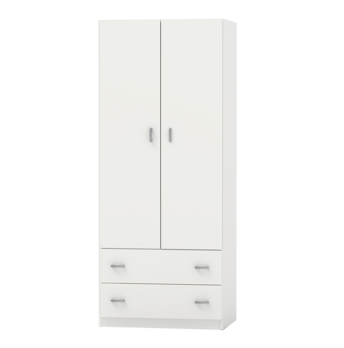 MUEBLES PITARCH Armario 2 Puertas 2 Cajones Blanco alto brillo