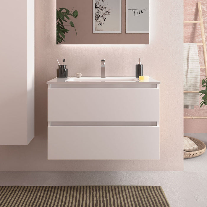 SALGAR BEQUIA Mueble de Baño con Lavabo Color Blanco Brillo