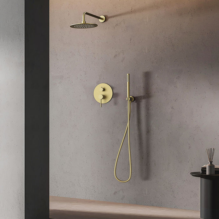 OXEN 158004 ZÚÑIGA Grifo Empotrado Ducha Monomando Pared Redondo Oro Cepillado Latón