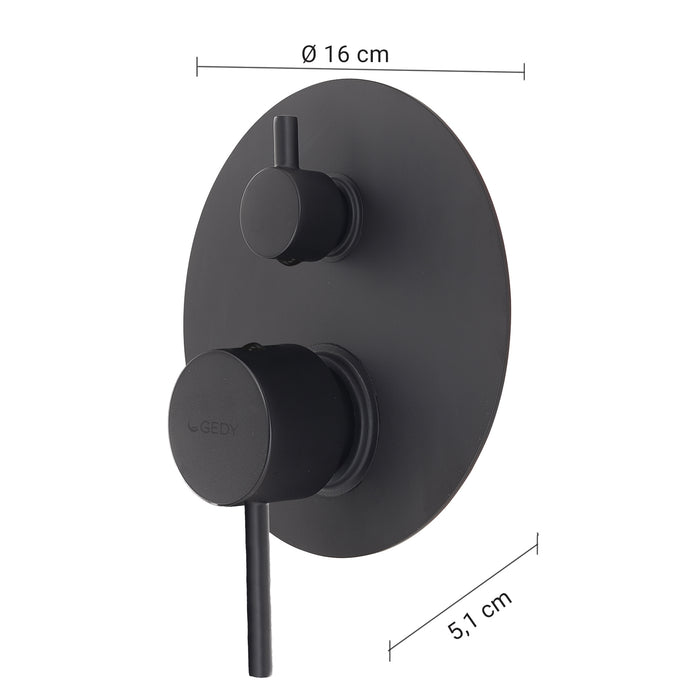 GEDY MXGA0514000 GARDA Grifo empotrado de ducha con desviador negro mate