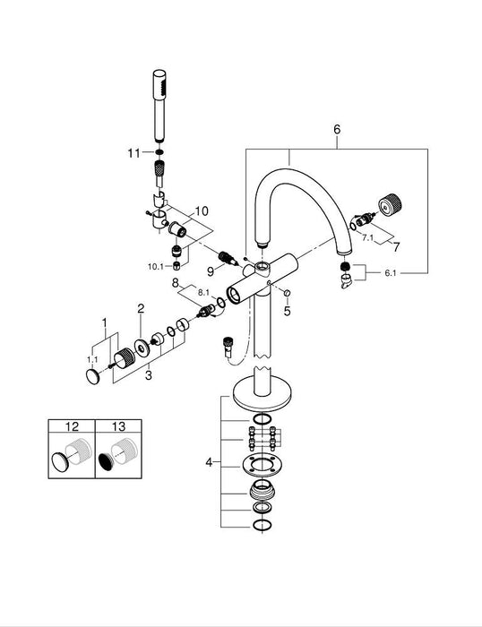 GROHE 29 192 DL1 ESSENCE Wall-mounted single-lever basin mixer 1/2" size M brushed copper