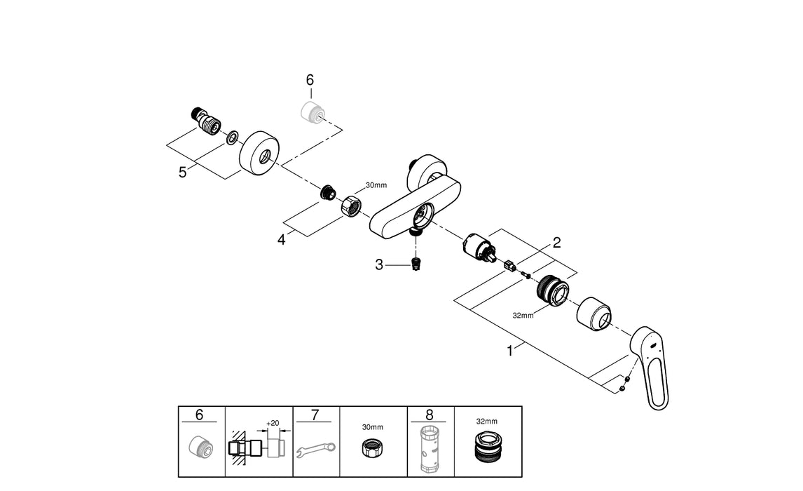 GROHE 23 982 003 EUROSMART Monomando de lavabo 1/2" tamaño S cromo