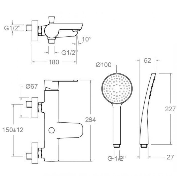 RAMONSOLER 3605T1 ALEXIA Single-lever Mixer for Bathtub with Chrome Set