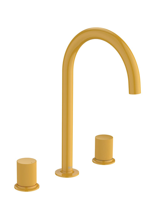 ROCA A5A3E3FP10 NU Grifo Bimando Lavabo con Manetas de Repisa Maneta Stripes Amarillo Miel