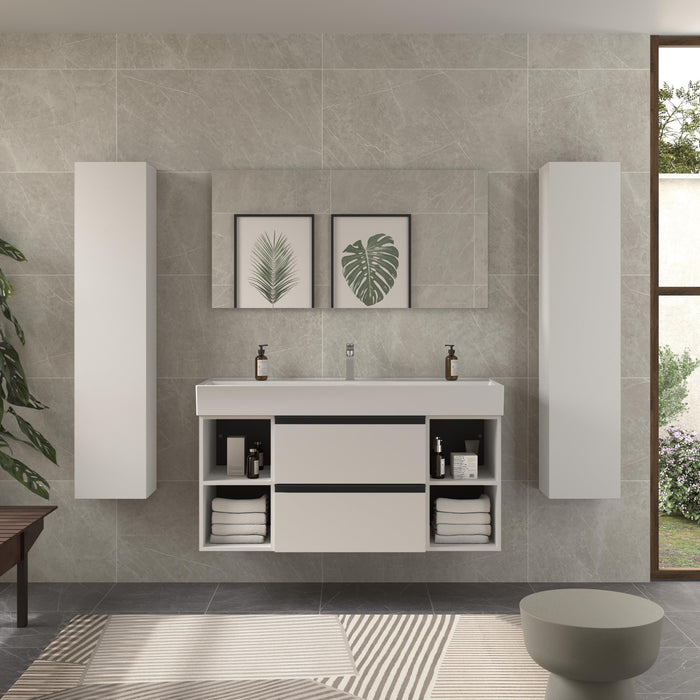 SALGAR 116038 BEQUIA PLUS METAL Mueble de Baño 1 poza Porcelana 120cm Blanco Mate