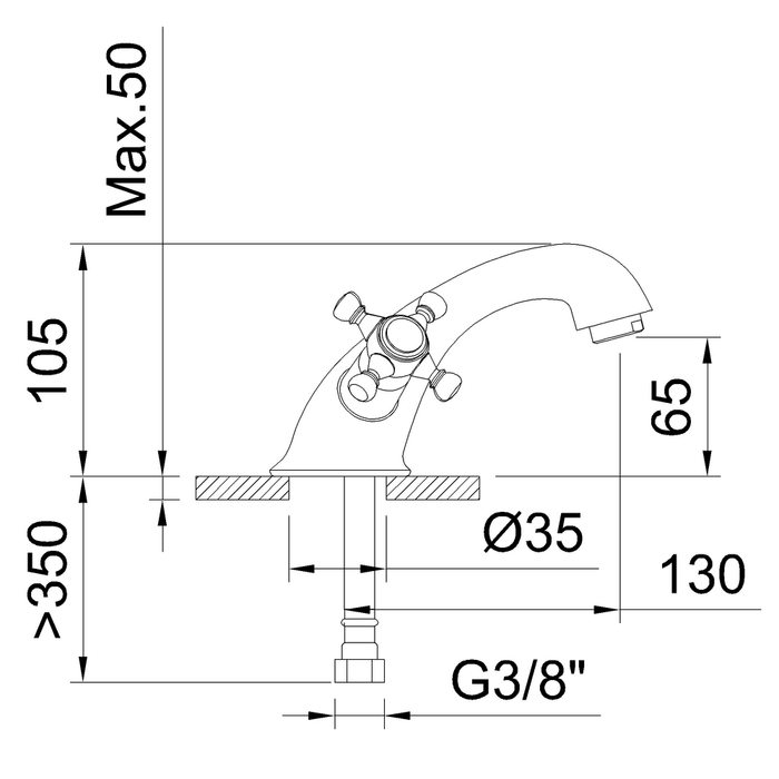 CLEVER 94474 WITH2 ANTIGONA Grifo Bimando Lavabo 65mm Cromo