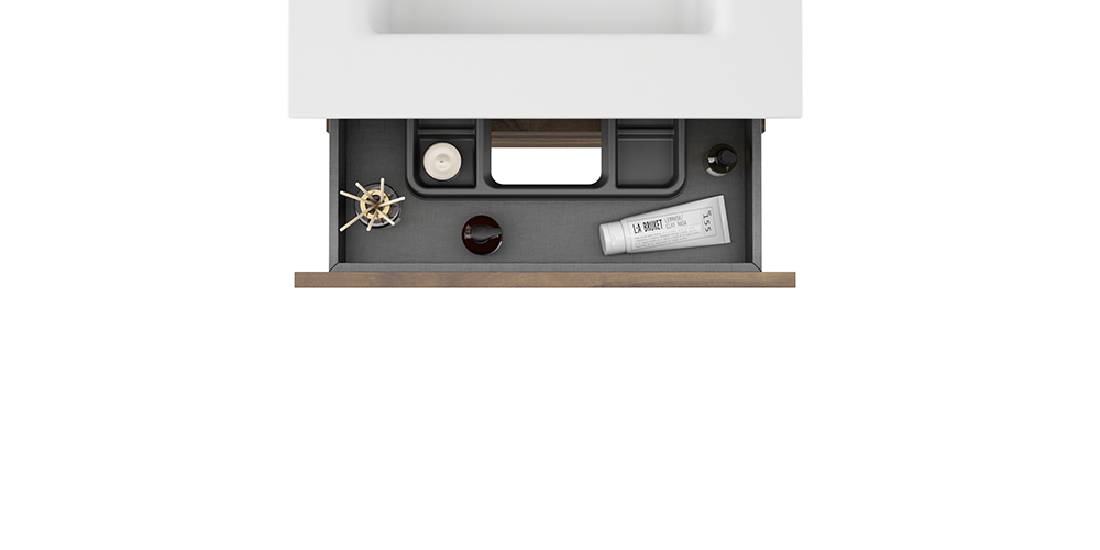 VISOBATH GRANADA Bathroom Cabinet with Wall Hung Sink 2 Drawers Color Valenti Black Handle