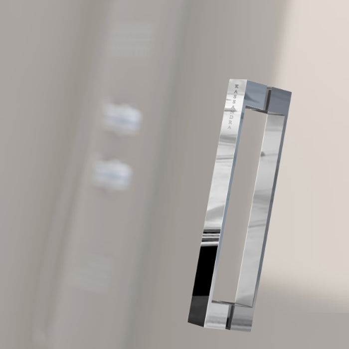 KASSANDRA NARDI Fixed Shower Front Screen + Hinged Door + Bright Silver Closing Profile Transparent