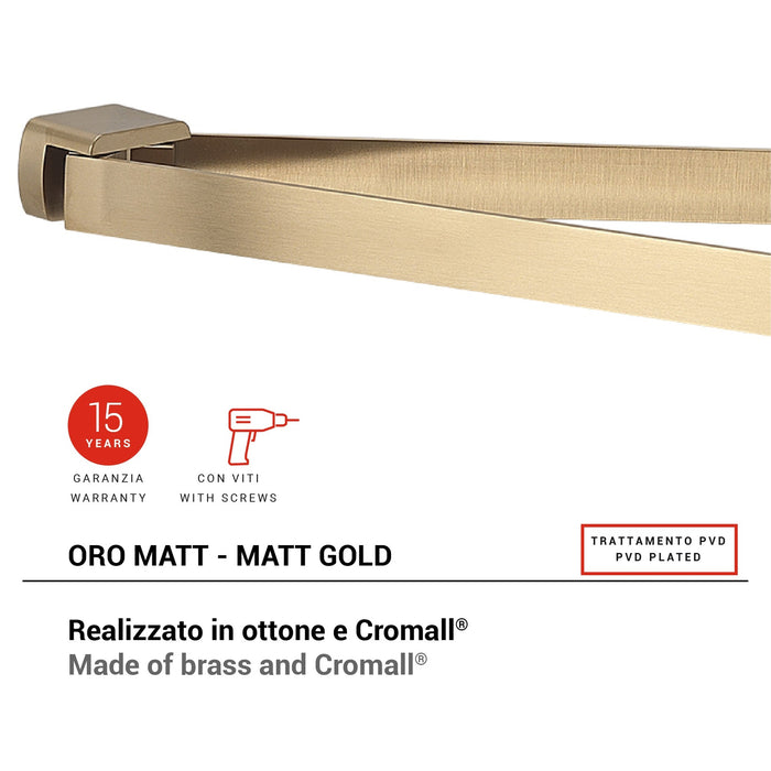 GEDY PI238800000 PIRENEI Double Towel Rack Matte Gold