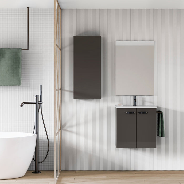 AMIZUVA 127012 ANEKO Conjunto Mueble Mini Antracita Brillo