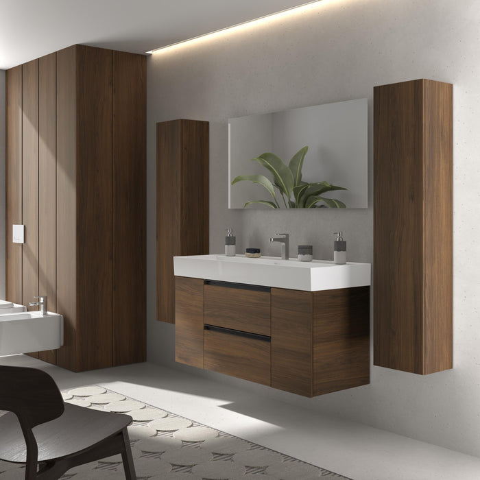 SALGAR 116054 BEQUIA PLUS METAL Mueble de Baño 1 poza Porcelana 120cm Nogal