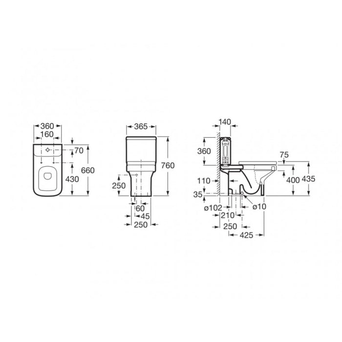 ROCA A342788000 DAMA Taza de inodoro de tanque bajo