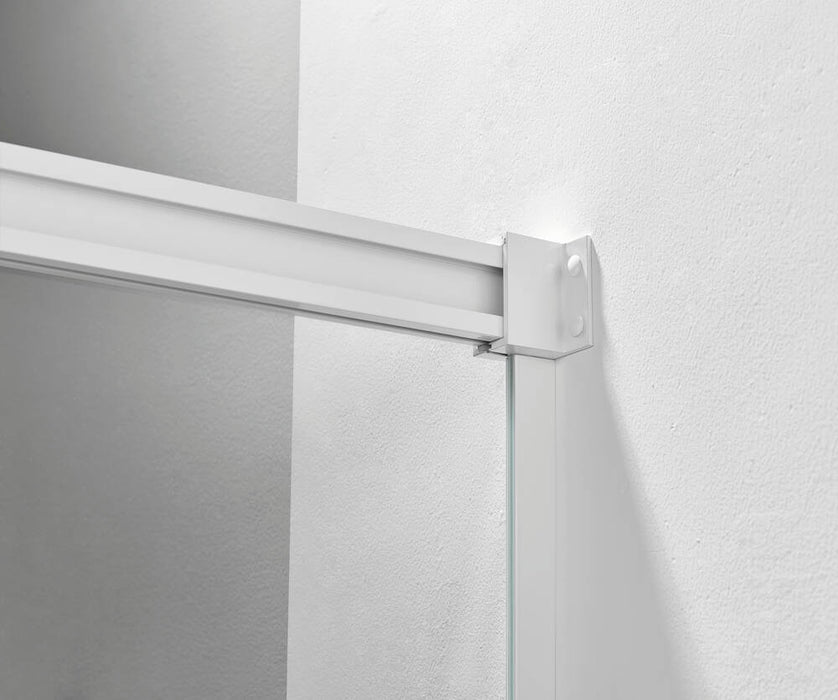 GME BASIC Mampara Frontal Ducha Corredera 1F+1C Blanca Vidrio Decorado