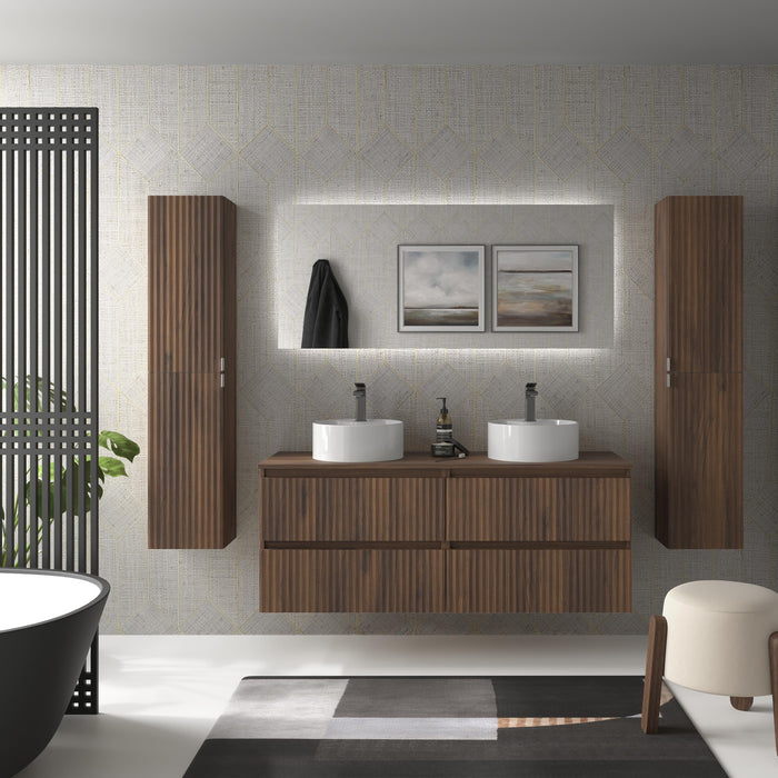 SALGAR 121780 KIRA Mueble de Baño 2 pozas Porcelana 140cm Nogal