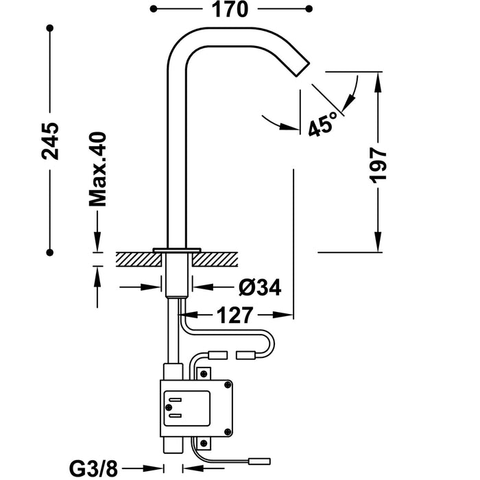 TRES 39210319 GRIFERÍA ELECTRÓNICA Grifo Electrónico De 1 Agua para Lavabo Color Cromo
