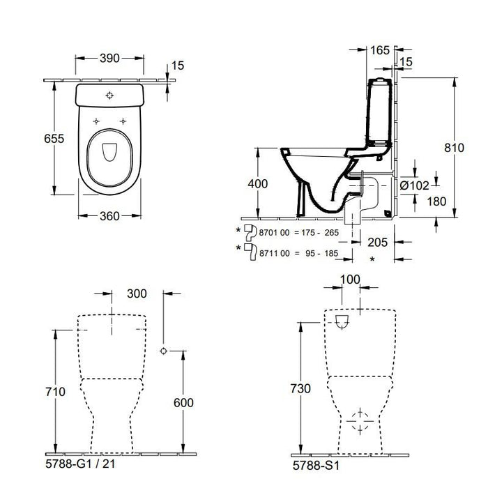 VILLEROY & BOCH O-NOVO Inodoro Completo Alimentación Lateral