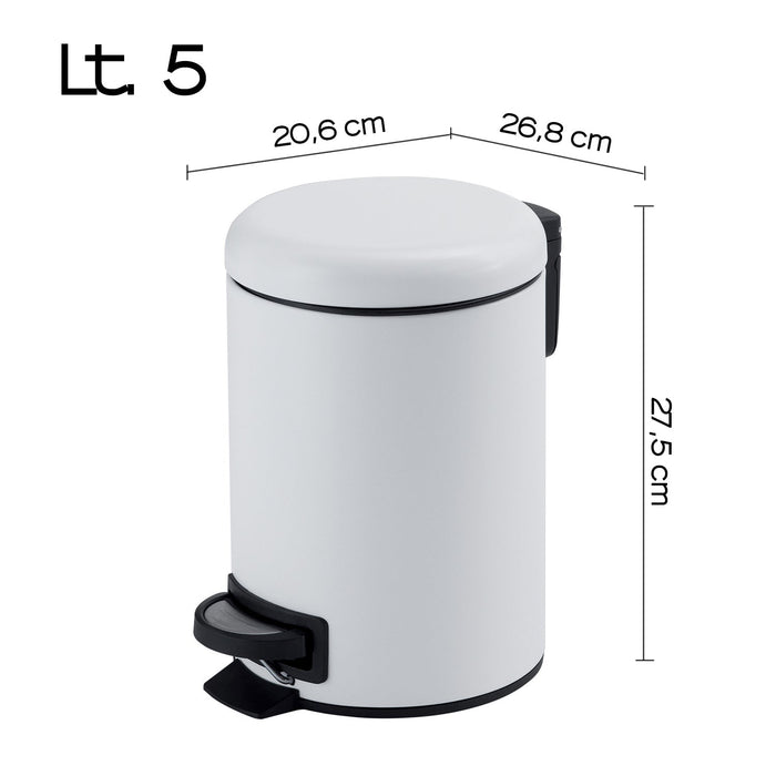GEDY 33090200000 POTTY Papelera Con Tapa 5L Blanco Mate
